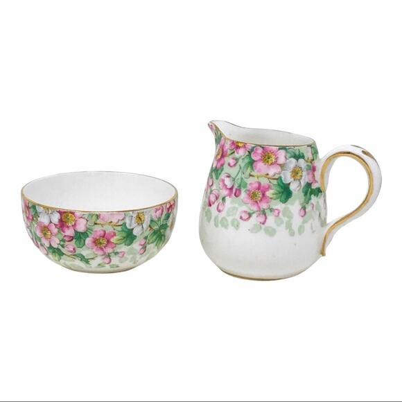 Stafford Shire Porcelain Floral and Gold Mini Creamer & Sugar Bowl - Picture 4 of 7